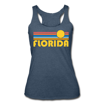 Florida Tank Top - Retro Sun Women’s Florida Tri-Blend Racerback Tank - heather navy