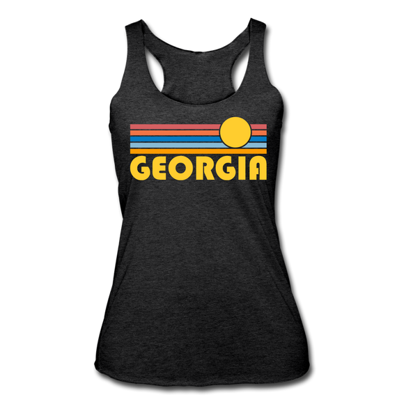 Georgia Tank Top - Retro Sun Women’s Georgia Tri-Blend Racerback Tank - heather black