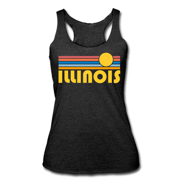 Illinois Tank Top - Retro Sun Women’s Illinois Tri-Blend Racerback Tank - heather black