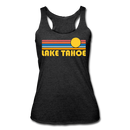 Lake Tahoe, California Tank Top - Retro Sun Women’s Lake Tahoe Tri-Blend Racerback Tank - heather black