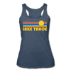 Lake Tahoe, California Tank Top - Retro Sun Women’s Lake Tahoe Tri-Blend Racerback Tank - heather navy