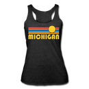 Michigan Tank Top - Retro Sun Women’s Michigan Tri-Blend Racerback Tank - heather black