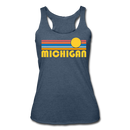Michigan Tank Top - Retro Sun Women’s Michigan Tri-Blend Racerback Tank - heather navy