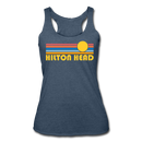 Hilton Head, South Carolina Tank Top - Retro Sun Women’s Hilton Head Tri-Blend Racerback Tank - heather navy