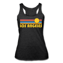 Los Angeles, California Tank Top - Retro Sun Women’s Los Angeles Tri-Blend Racerback Tank - heather black