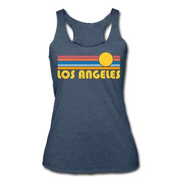 Los Angeles, California Tank Top - Retro Sun Women’s Los Angeles Tri-Blend Racerback Tank - heather navy