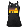 Maine Tank Top - Retro Sun Women’s Maine Tri-Blend Racerback Tank - heather black