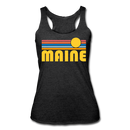 Maine Tank Top - Retro Sun Women’s Maine Tri-Blend Racerback Tank - heather black