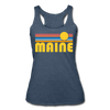 Maine Tank Top - Retro Sun Women’s Maine Tri-Blend Racerback Tank - heather navy