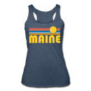 Maine Tank Top - Retro Sun Women’s Maine Tri-Blend Racerback Tank - heather navy