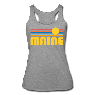 Maine Tank Top - Retro Sun Women’s Maine Tri-Blend Racerback Tank - heather grey