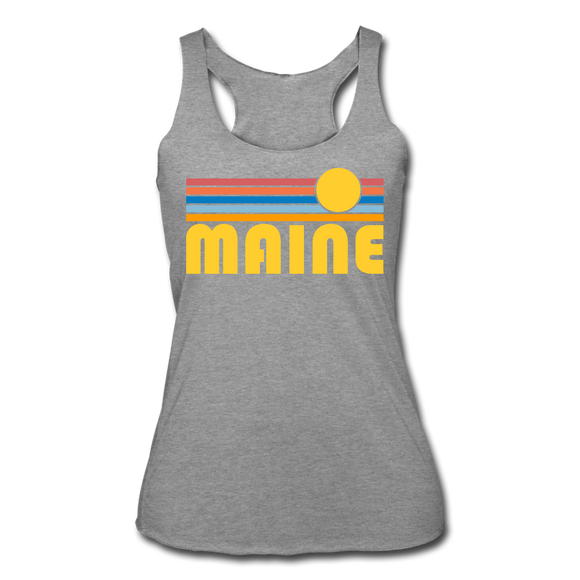 Maine Tank Top - Retro Sun Women’s Maine Tri-Blend Racerback Tank - heather grey