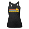 Massachusetts Tank Top - Retro Sun Women’s Massachusetts Tri-Blend Racerback Tank - heather black