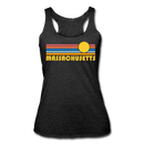 Massachusetts Tank Top - Retro Sun Women’s Massachusetts Tri-Blend Racerback Tank - heather black