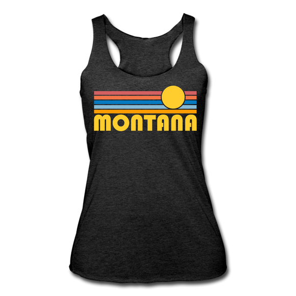Montana Tank Top - Retro Sun Women’s Montana Tri-Blend Racerback Tank - heather black