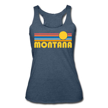 Montana Tank Top - Retro Sun Women’s Montana Tri-Blend Racerback Tank - heather navy