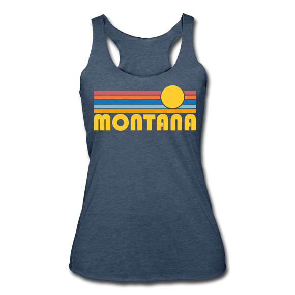 Montana Tank Top - Retro Sun Women’s Montana Tri-Blend Racerback Tank - heather navy