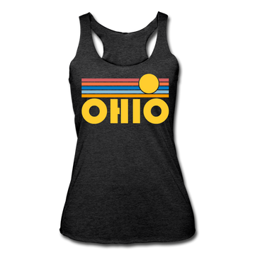 Ohio Tank Top - Retro Sun Women’s Ohio Tri-Blend Racerback Tank - heather black