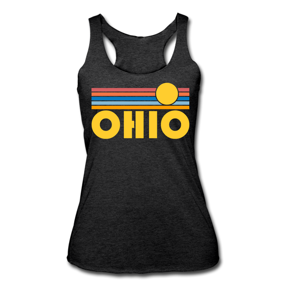 Ohio Tank Top - Retro Sun Women’s Ohio Tri-Blend Racerback Tank - heather black