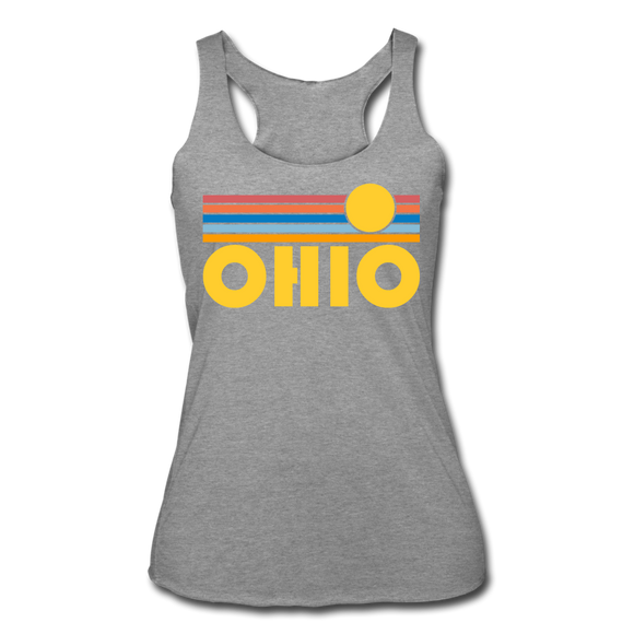 Ohio Tank Top - Retro Sun Women’s Ohio Tri-Blend Racerback Tank - heather grey