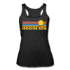 Jackson Hole, Wyoming Tank Top - Retro Sun Women’s Jackson Hole Tri-Blend Racerback Tank - heather black