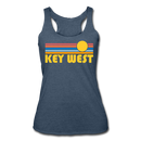 Key West, Florida Tank Top - Retro Sun Women’s Key West Tri-Blend Racerback Tank - heather navy