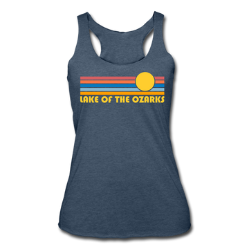 Lake of the Ozarks, Missouri Tank Top - Retro Sun Women’s Lake of the Ozarks Tri-Blend Racerback Tank - heather navy