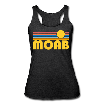 Moab, Utah Tank Top - Retro Sun Women’s Moab Tri-Blend Racerback Tank - heather black