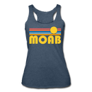 Moab, Utah Tank Top - Retro Sun Women’s Moab Tri-Blend Racerback Tank - heather navy