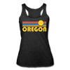 Oregon Tank Top - Retro Sun Women’s Oregon Tri-Blend Racerback Tank - heather black