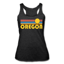 Oregon Tank Top - Retro Sun Women’s Oregon Tri-Blend Racerback Tank - heather black