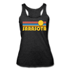 Sarasota, Florida Tank Top - Retro Sun Women’s Sarasota Tri-Blend Racerback Tank - heather black