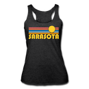 Sarasota, Florida Tank Top - Retro Sun Women’s Sarasota Tri-Blend Racerback Tank - heather black