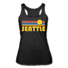 Seattle, Washington Tank Top - Retro Sun Women’s Seattle Tri-Blend Racerback Tank - heather black
