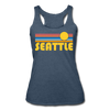 Seattle, Washington Tank Top - Retro Sun Women’s Seattle Tri-Blend Racerback Tank - heather navy