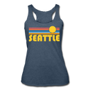 Seattle, Washington Tank Top - Retro Sun Women’s Seattle Tri-Blend Racerback Tank - heather navy