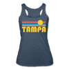 Tampa, Florida Tank Top - Retro Sun Women’s Tampa Tri-Blend Racerback Tank - heather navy