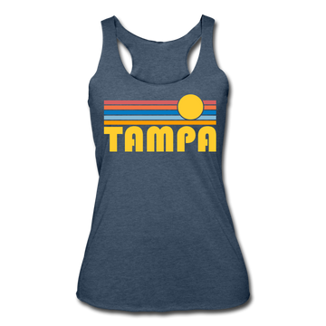 Tampa, Florida Tank Top - Retro Sun Women’s Tampa Tri-Blend Racerback Tank - heather navy