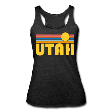 Utah Tank Top - Retro Sun Women’s Utah Tri-Blend Racerback Tank - heather black