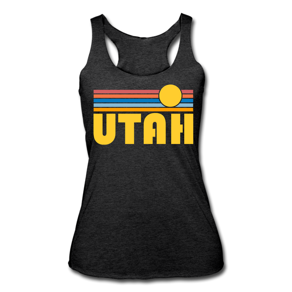 Utah Tank Top - Retro Sun Women’s Utah Tri-Blend Racerback Tank - heather black