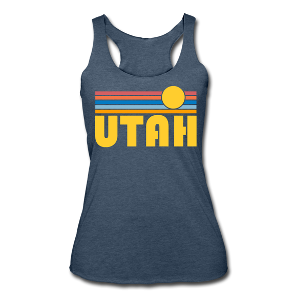 Utah Tank Top - Retro Sun Women’s Utah Tri-Blend Racerback Tank - heather navy