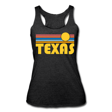 Texas Tank Top - Retro Sun Women’s Texas Tri-Blend Racerback Tank - heather black