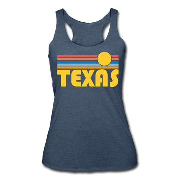 Texas Tank Top - Retro Sun Women’s Texas Tri-Blend Racerback Tank - heather navy