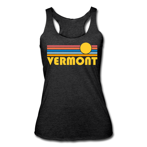 Vermont Tank Top - Retro Sun Women’s Vermont Tri-Blend Racerback Tank - heather black