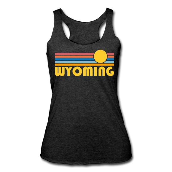 Wyoming Tank Top - Retro Sun Women’s Wyoming Tri-Blend Racerback Tank - heather black