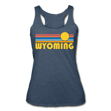 Wyoming Tank Top - Retro Sun Women’s Wyoming Tri-Blend Racerback Tank - heather navy