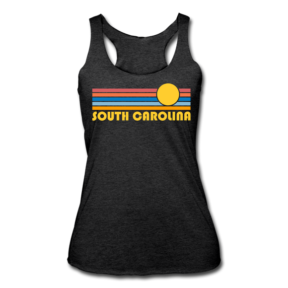 South Carolina Tank Top - Retro Sun Women’s South Carolina Tri-Blend Racerback Tank - heather black