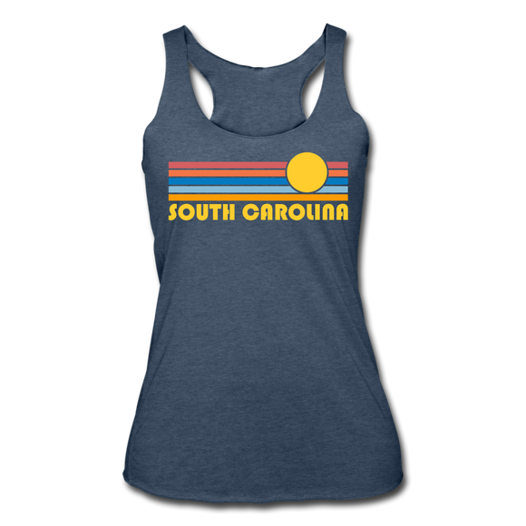 South Carolina Tank Top - Retro Sun Women’s South Carolina Tri-Blend Racerback Tank - heather navy