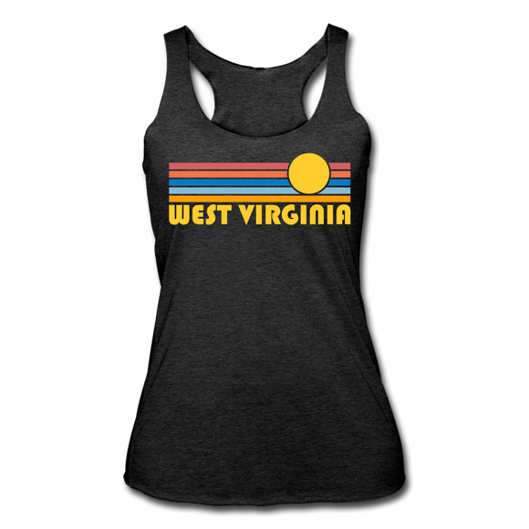 West Virginia Tank Top - Retro Sun Women’s West Virginia Tri-Blend Racerback Tank - heather black