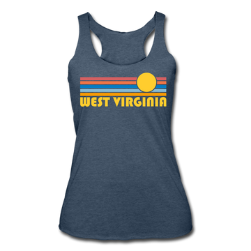 West Virginia Tank Top - Retro Sun Women’s West Virginia Tri-Blend Racerback Tank - heather navy